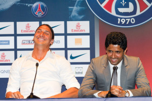 Zlatan och president Nasser Al-Khelaifi har stått varandra nära sedan dag ett! Foto: Zimbio