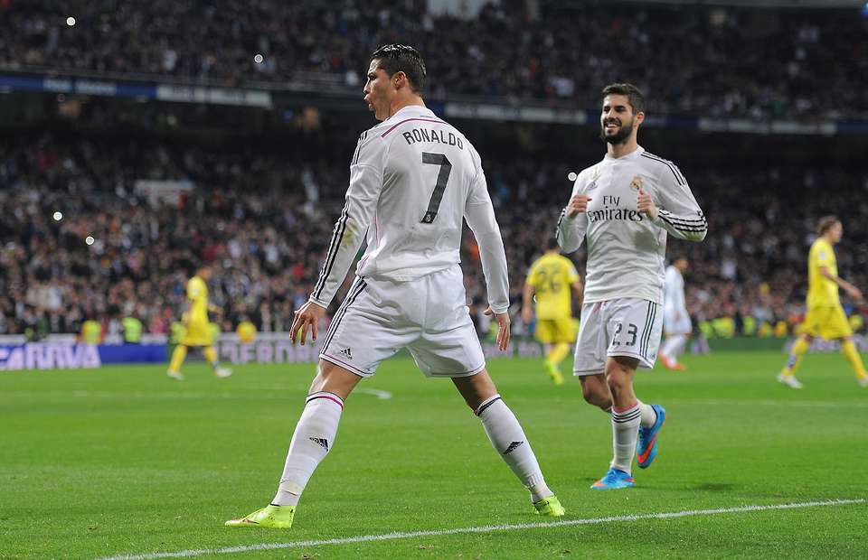 Ronaldos karaktäristiska målgest fick vi skåda även denna afton. 8 mål på 8 Champions League-matcher för portugisen, Foto: Cachefly