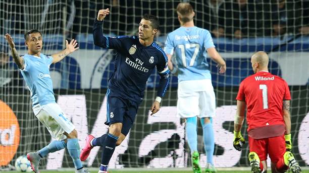 1-0 målet mot Malmö FF var Ronaldos 500:e i karriären. Ett makalöst facit! Foto: Sveriges Radio