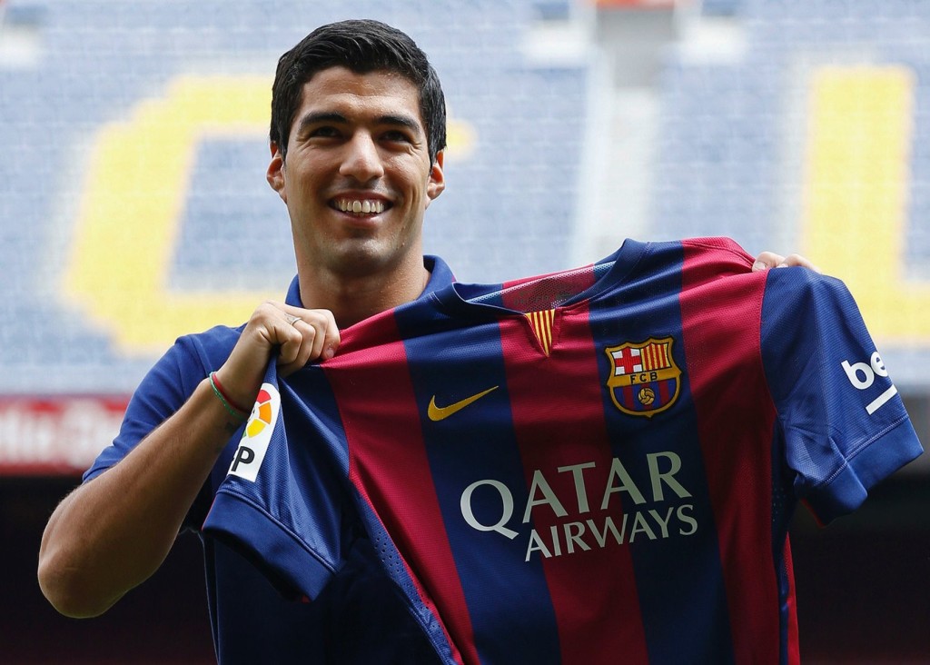 Suárez var överlycklig när det blev klart att nästa dress blev FC Barcelona. Foto: The Mirror