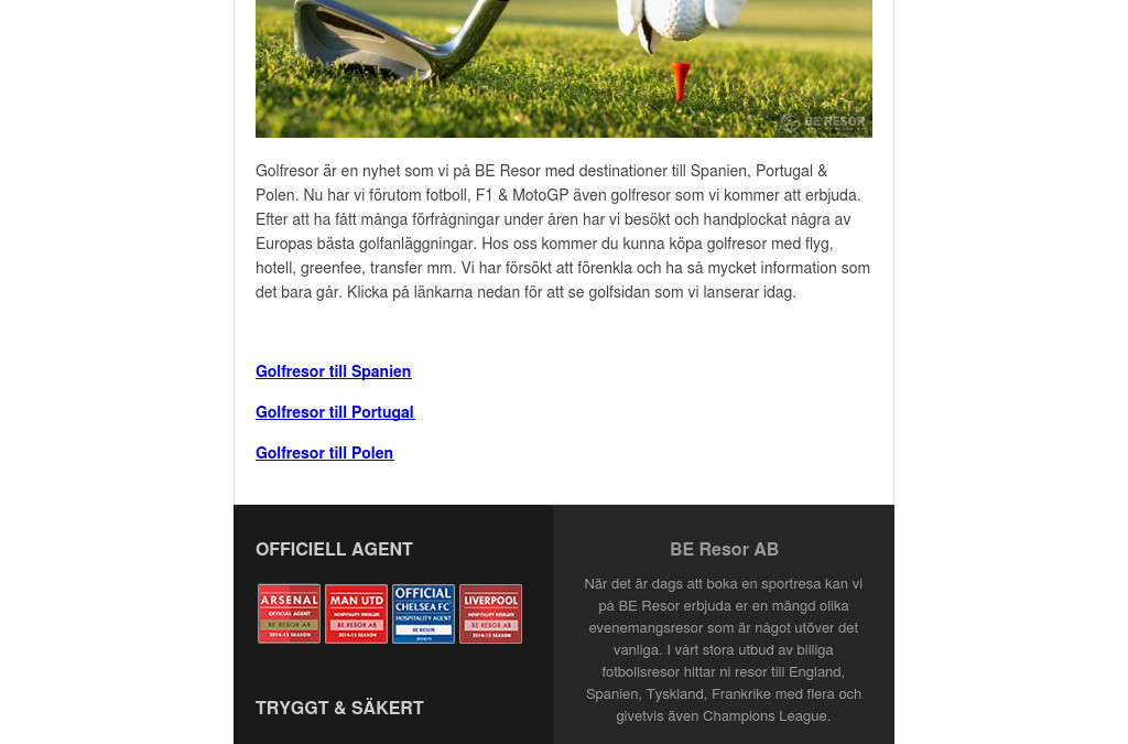 Golfresor – Nyhet på BE Resor