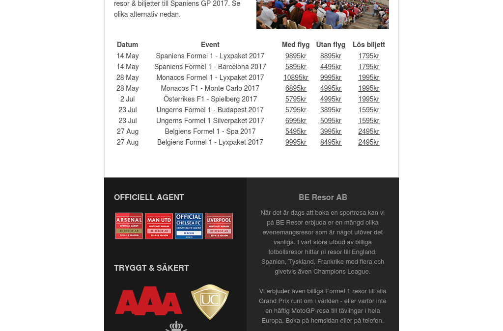 F1 resor till Spanien 2017