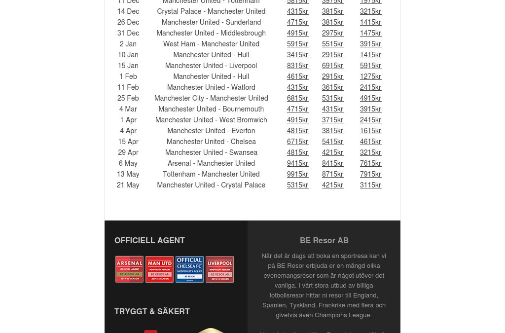 Man U – Spurs 1975kr